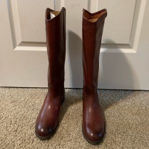 Tall brown Frye boots. Worn once. In pristine condition